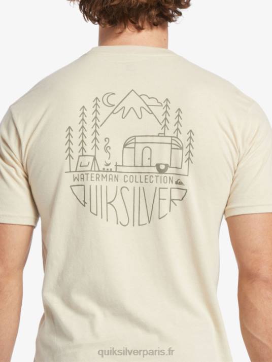 Hommes Quiksilver t-shirt waterman outdoor livin D6PT57 riz brun