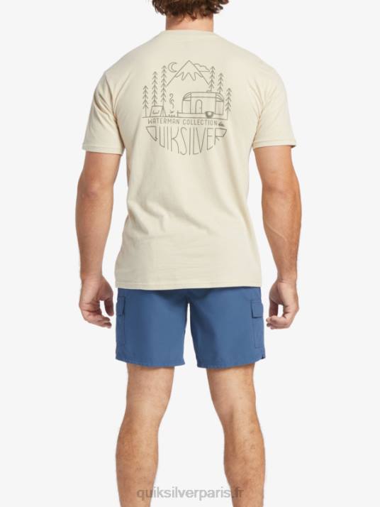 Hommes Quiksilver t-shirt waterman outdoor livin D6PT57 riz brun