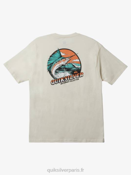 Hommes Quiksilver t-shirt waterman palmes up D6PT1047 blanc antique