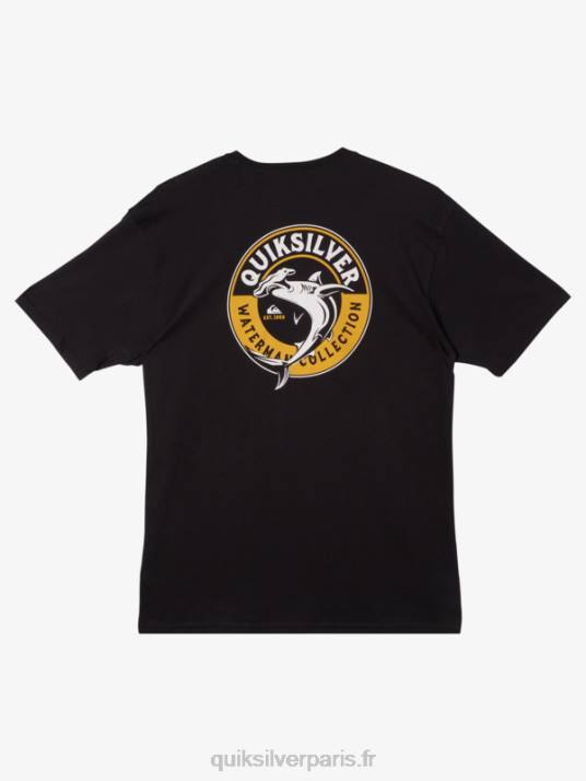 Hommes Quiksilver t-shirt waterman requin de mer D6PT40 noir