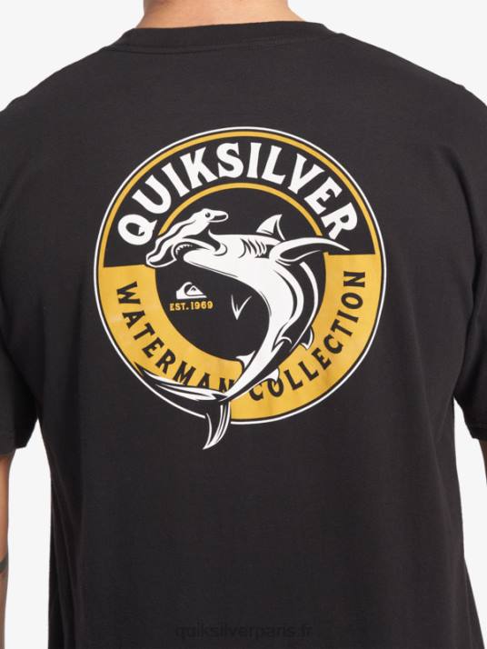 Hommes Quiksilver t-shirt waterman requin de mer D6PT40 noir