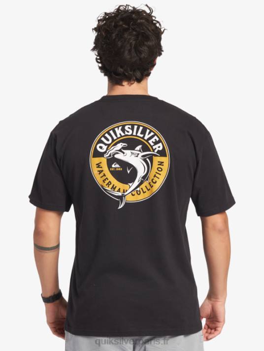 Hommes Quiksilver t-shirt waterman requin de mer D6PT40 noir