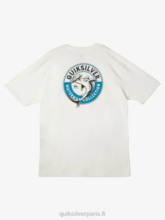 Hommes Quiksilver t-shirt waterman requin de mer D6PT41 Blanc comme neige
