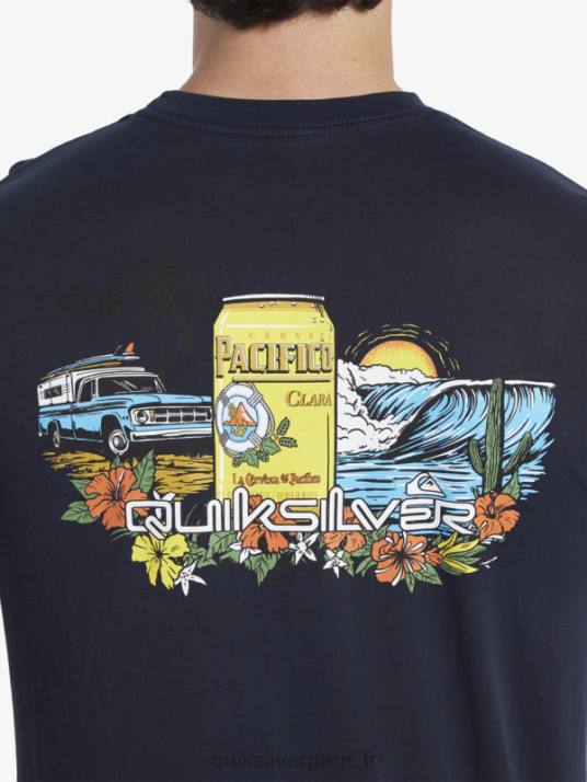 Hommes Quiksilver x Pacifico t-shirt de verrouillage D6PT1 blazer bleu marine