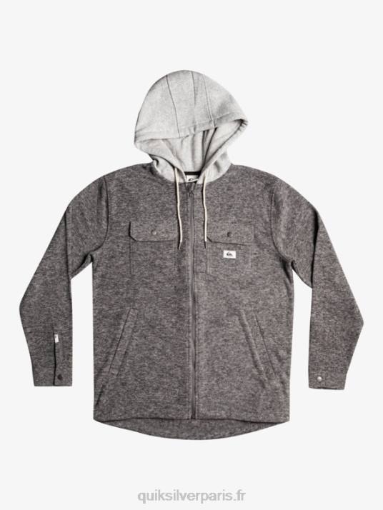 Hommes Quiksilver veste zippée en polaire à capuche super swell D6PT1472 chiné gris foncé