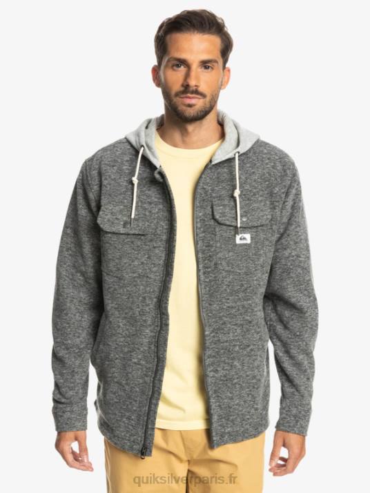 Hommes Quiksilver veste zippée en polaire à capuche super swell D6PT1472 chiné gris foncé