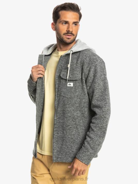 Hommes Quiksilver veste zippée en polaire à capuche super swell D6PT1472 chiné gris foncé