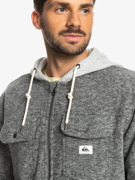 Hommes Quiksilver veste zippée en polaire à capuche super swell D6PT1472 chiné gris foncé