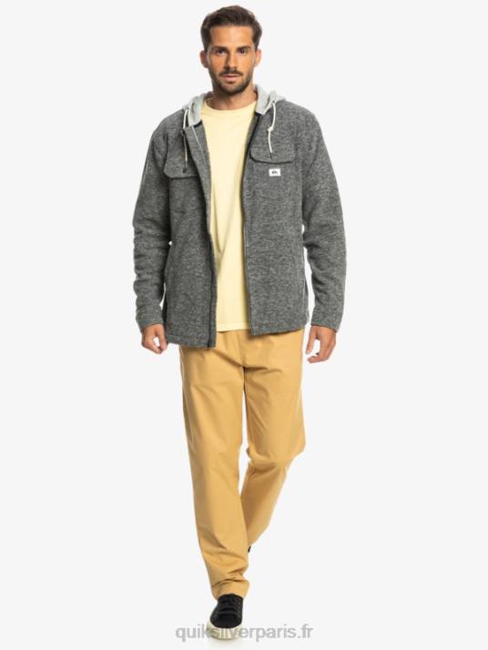 Hommes Quiksilver veste zippée en polaire à capuche super swell D6PT1472 chiné gris foncé