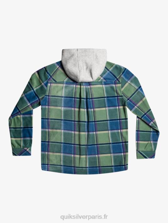 Hommes Quiksilver veste zippée en polaire à capuche super swell D6PT1473 plaid flanelle bleu provençal
