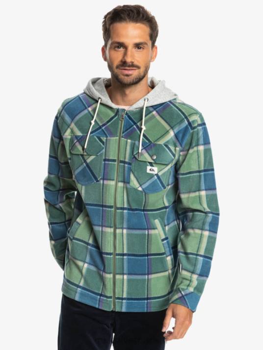 Hommes Quiksilver veste zippée en polaire à capuche super swell D6PT1473 plaid flanelle bleu provençal