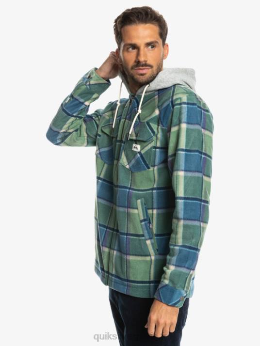 Hommes Quiksilver veste zippée en polaire à capuche super swell D6PT1473 plaid flanelle bleu provençal