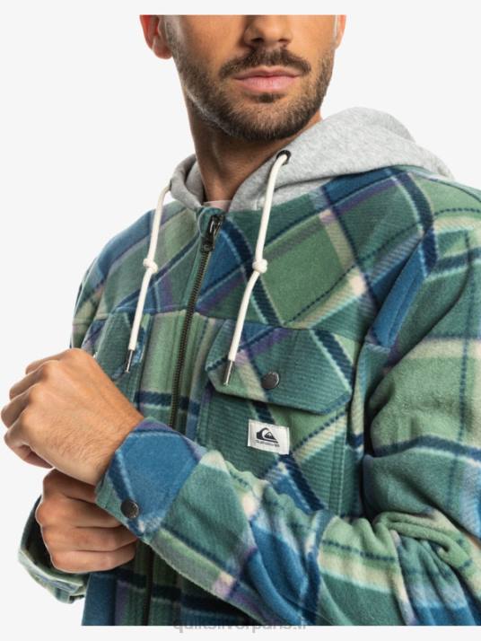 Hommes Quiksilver veste zippée en polaire à capuche super swell D6PT1473 plaid flanelle bleu provençal