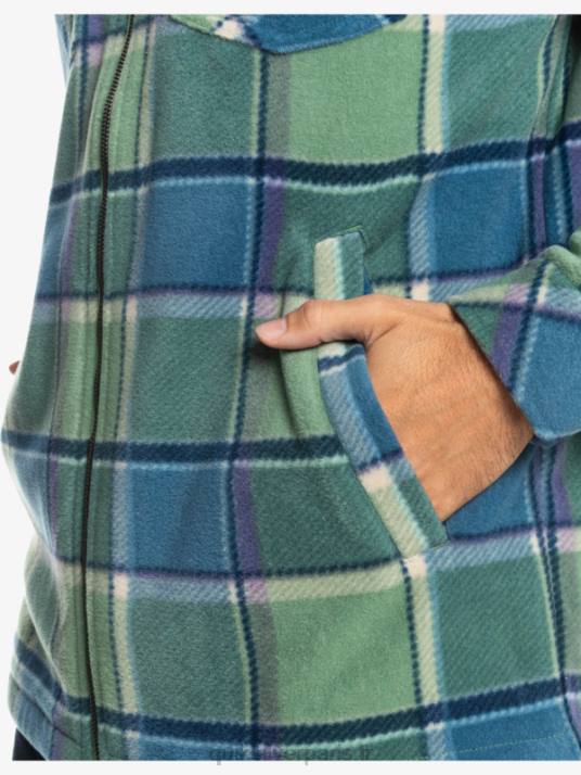 Hommes Quiksilver veste zippée en polaire à capuche super swell D6PT1473 plaid flanelle bleu provençal