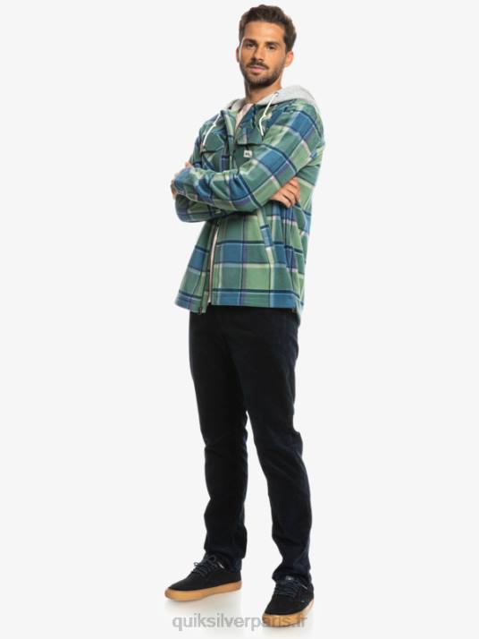 Hommes Quiksilver veste zippée en polaire à capuche super swell D6PT1473 plaid flanelle bleu provençal