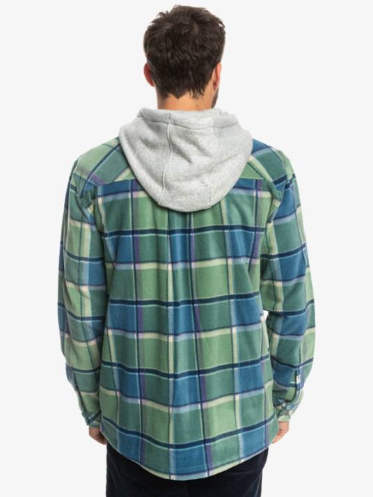 Hommes Quiksilver veste zippée en polaire à capuche super swell D6PT1473 plaid flanelle bleu provençal
