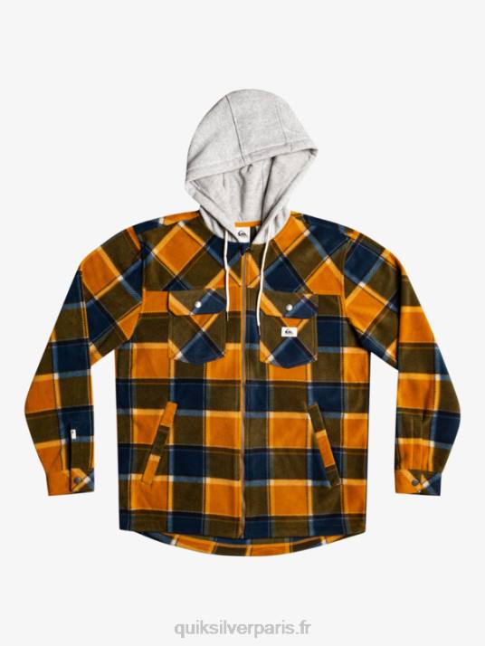 Hommes Quiksilver veste zippée en polaire à capuche super swell D6PT1474 plaid en flanelle marron buck