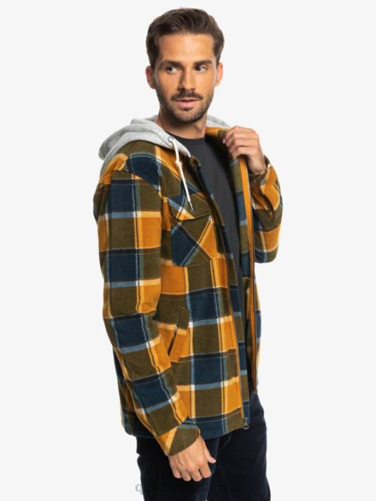 Hommes Quiksilver veste zippée en polaire à capuche super swell D6PT1474 plaid en flanelle marron buck