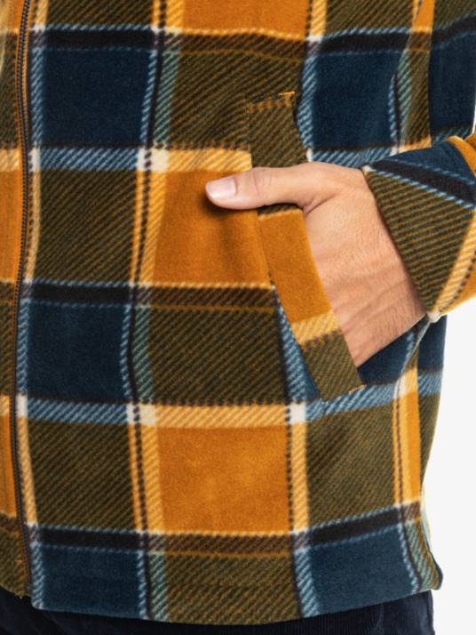 Hommes Quiksilver veste zippée en polaire à capuche super swell D6PT1474 plaid en flanelle marron buck