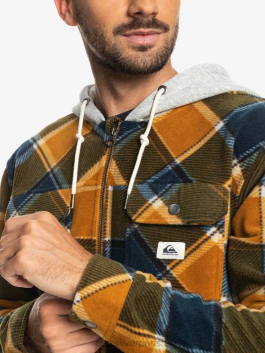 Hommes Quiksilver veste zippée en polaire à capuche super swell D6PT1474 plaid en flanelle marron buck