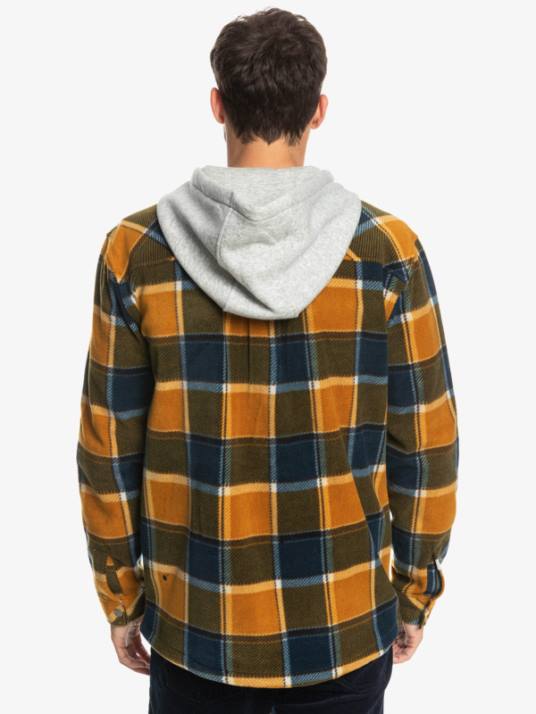 Hommes Quiksilver veste zippée en polaire à capuche super swell D6PT1474 plaid en flanelle marron buck