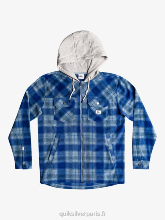 Hommes Quiksilver veste zippée en polaire à capuche super swell D6PT1475 super plaid bleu sodalite