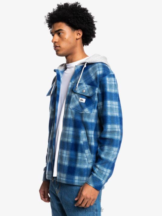 Hommes Quiksilver veste zippée en polaire à capuche super swell D6PT1475 super plaid bleu sodalite
