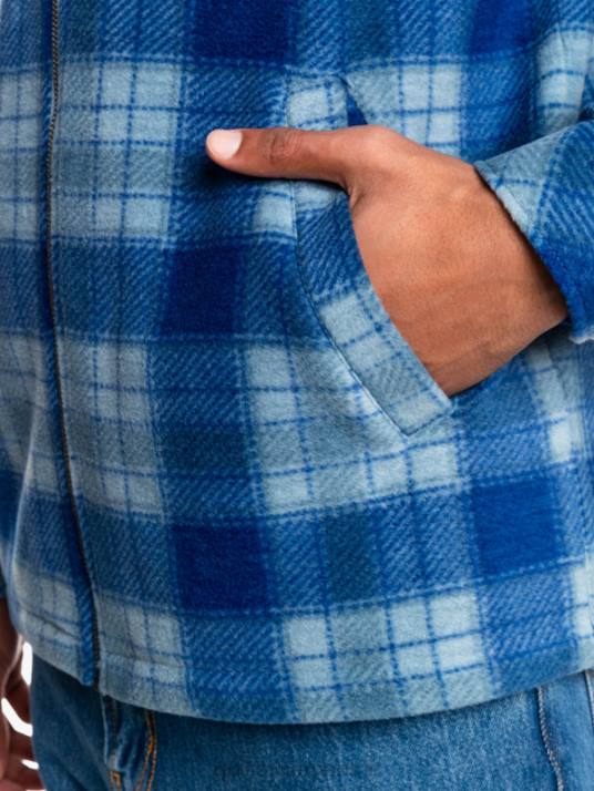 Hommes Quiksilver veste zippée en polaire à capuche super swell D6PT1475 super plaid bleu sodalite
