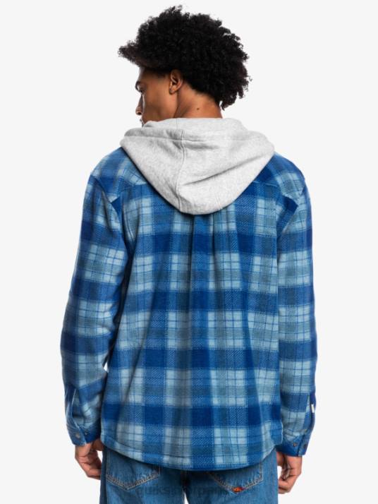 Hommes Quiksilver veste zippée en polaire à capuche super swell D6PT1475 super plaid bleu sodalite
